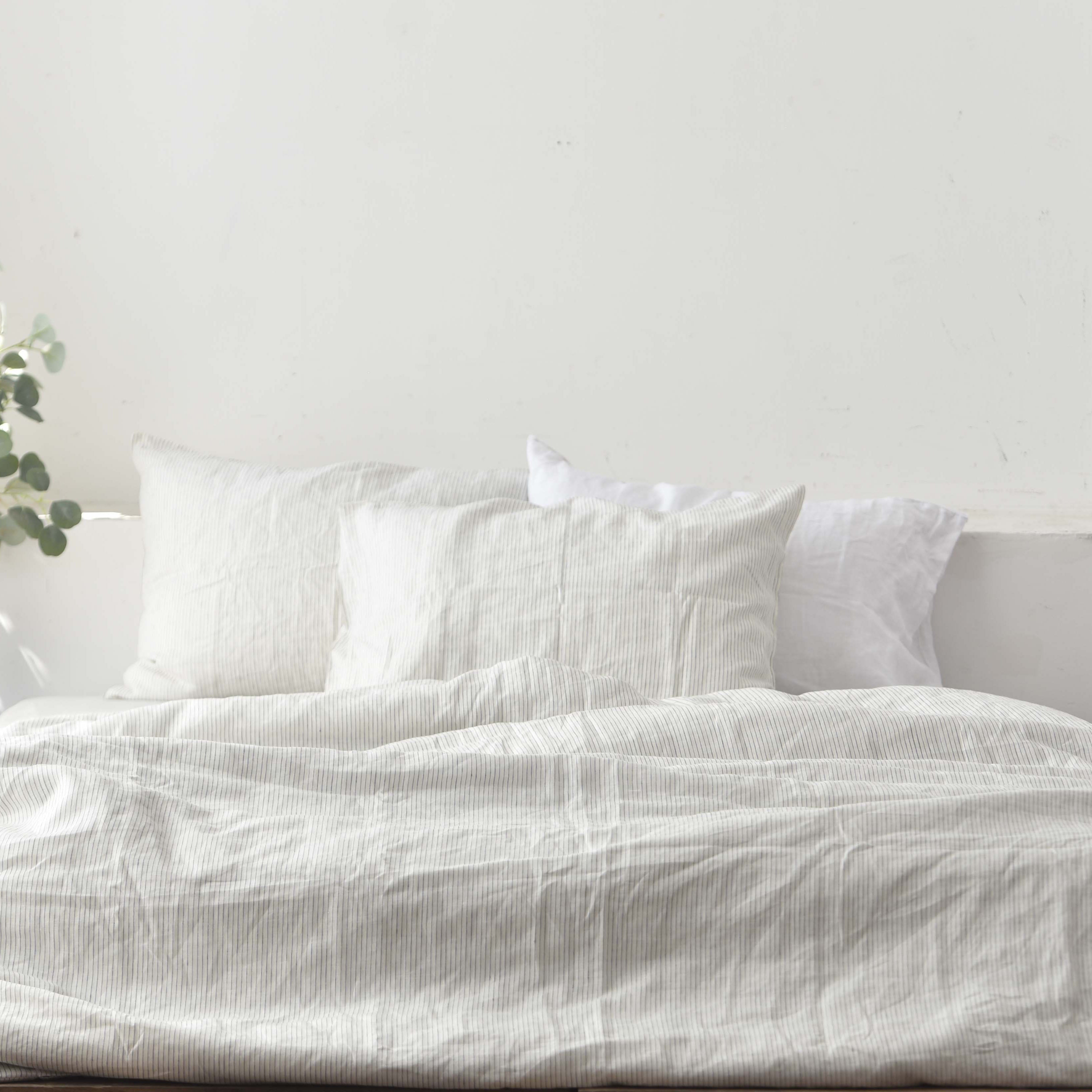Black Striped French Linen Duvet Cover | Premium Bedding