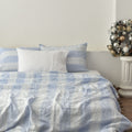 Blue Striped French Linen 4-Piece Duvet Cover Set | Yarn-Dyed | Handmade