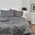 Charcoal French Linen Duvet Cover Set - Eco-Friendly 4-Piece
