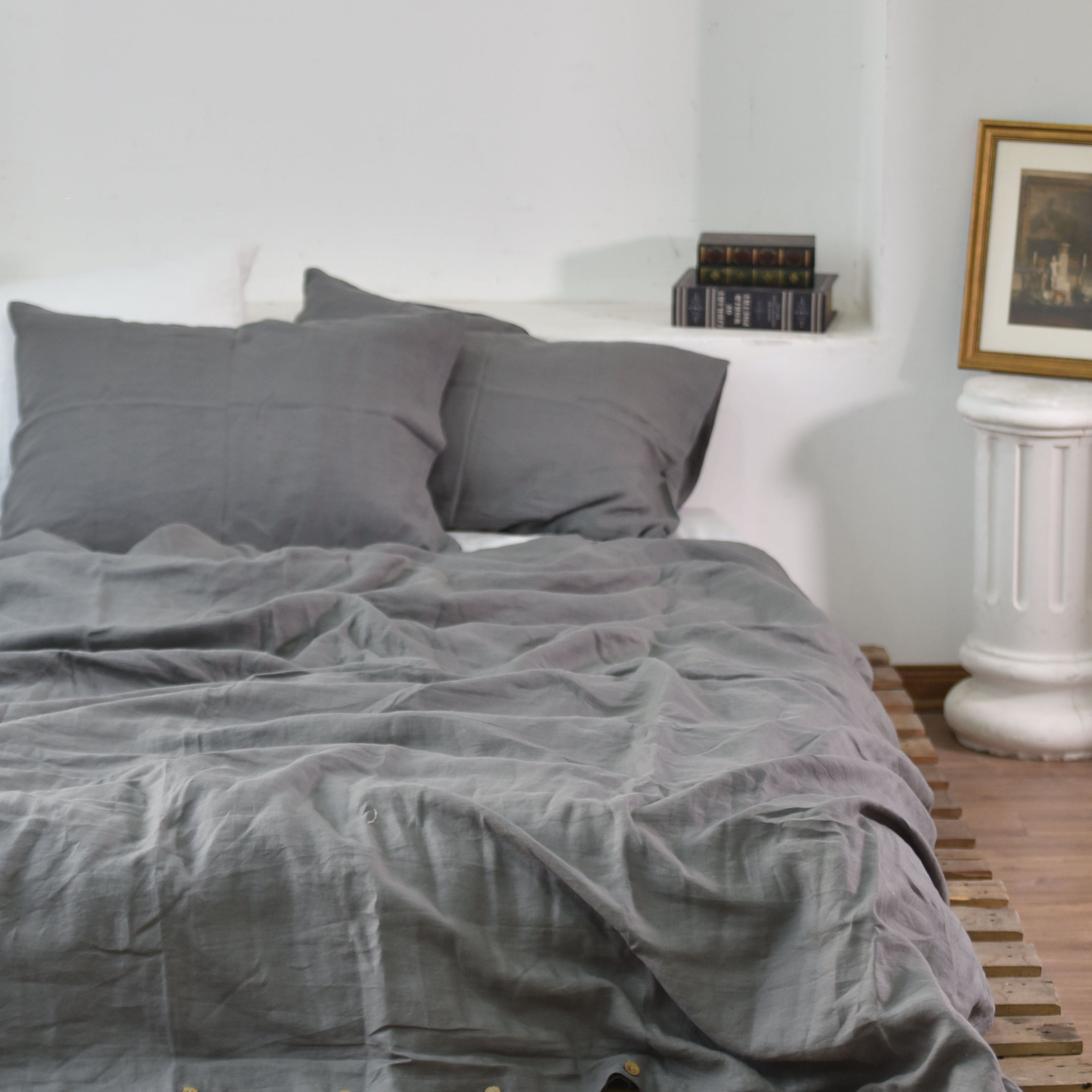 Charcoal French Linen Duvet Cover | Premium Bedding