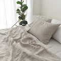 Striped Coffee French Linen Duvet Cover Set - Yarn-Dyed 4-Piece