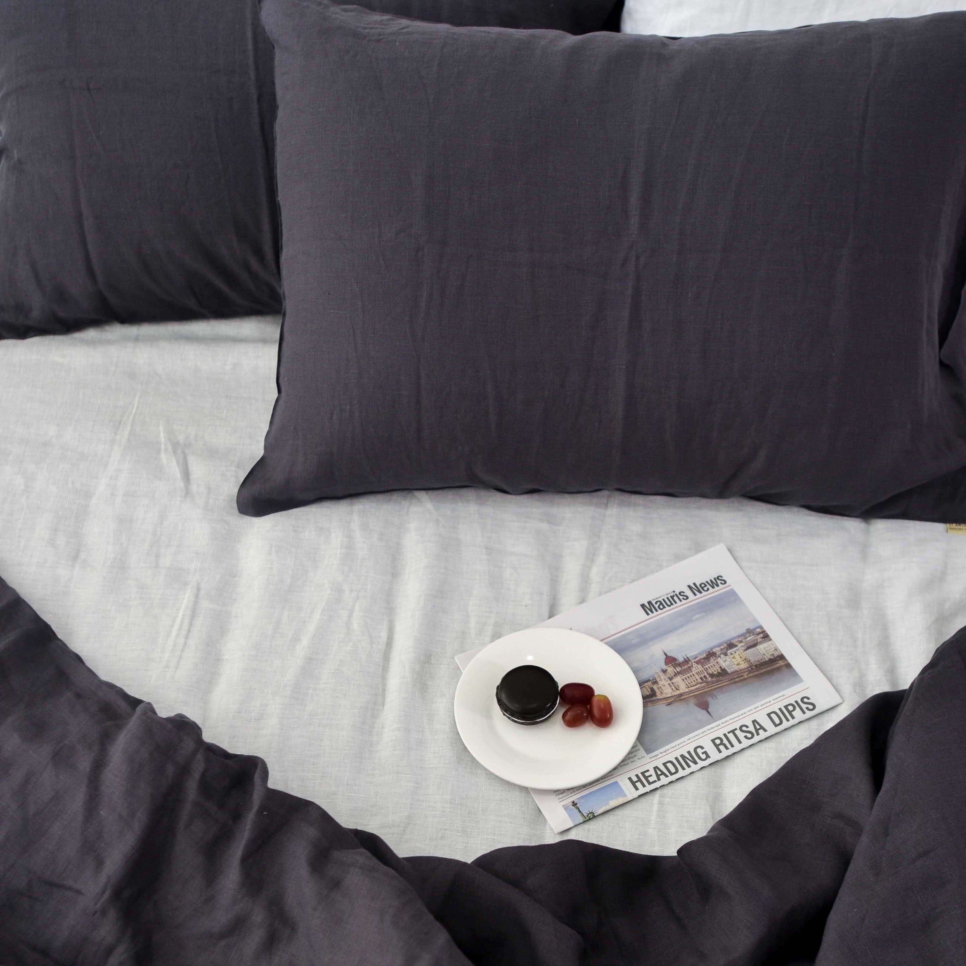 Dark French Linen Bedsheet | Deep Pocket Fitted Sheet