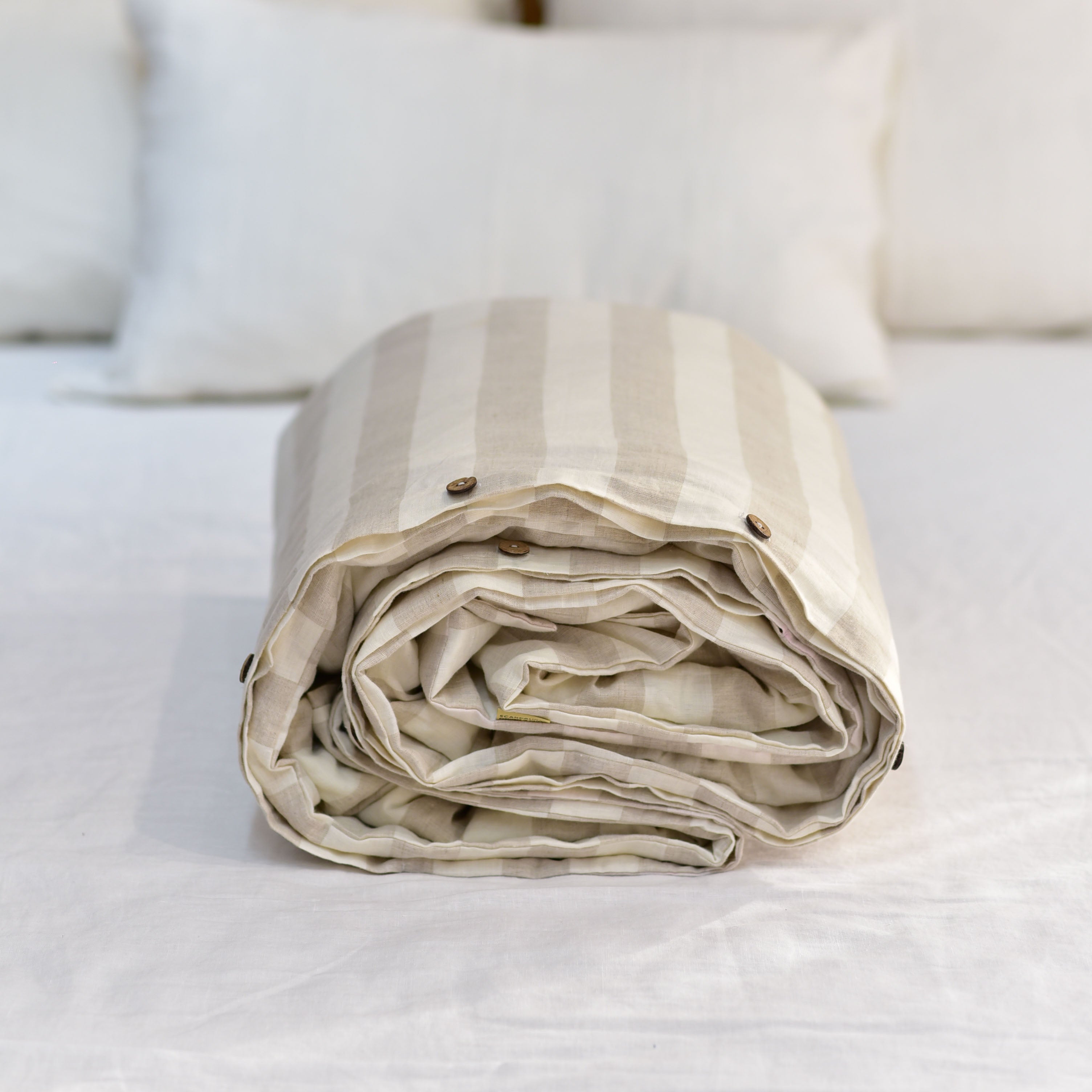 Flax Striped French Linen Duvet Cover | Yarn-Dyed | Handmade