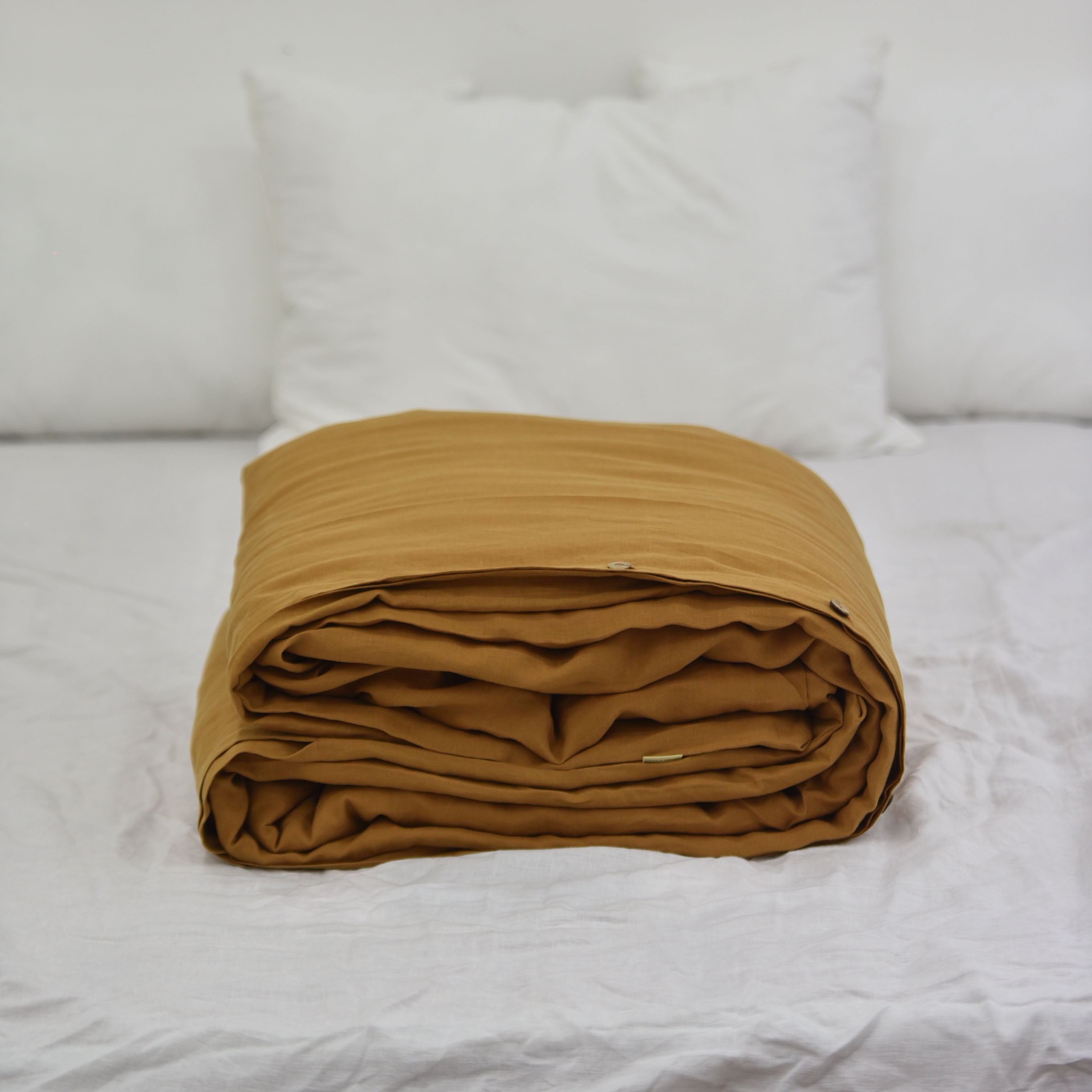 Goldenrod French Linen Duvet Cover | Plain Dyed