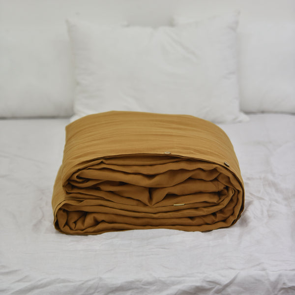 Goldenrod French Linen Duvet Cover | Plain Dyed