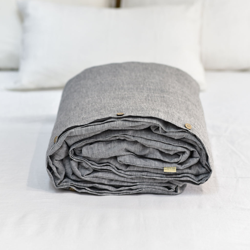 Gray French Linen Duvet Cover | Yarn-Dyed | Handmade