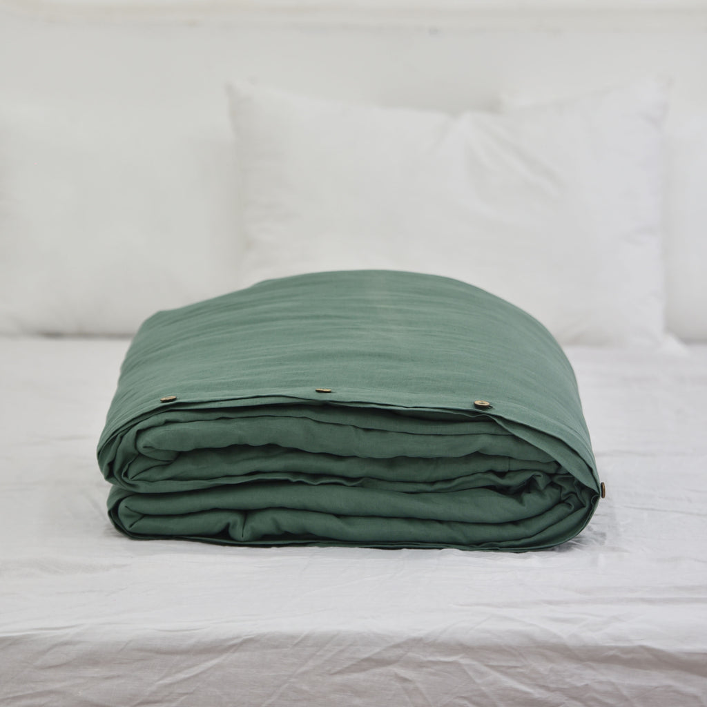 Green French Linen Duvet Cover | 100% French Linen