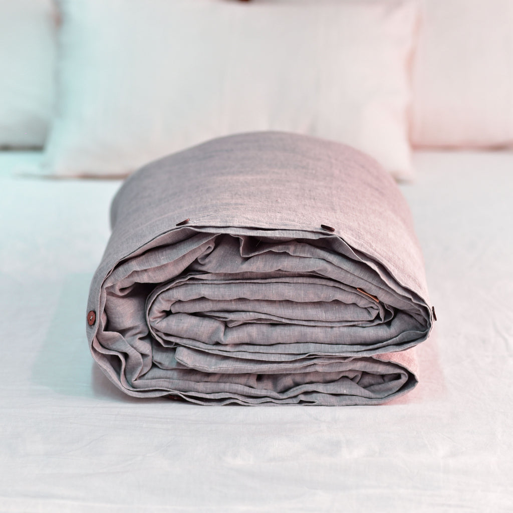 Light Purple French Linen Duvet Cover | Yarn-Dyed | Handmade