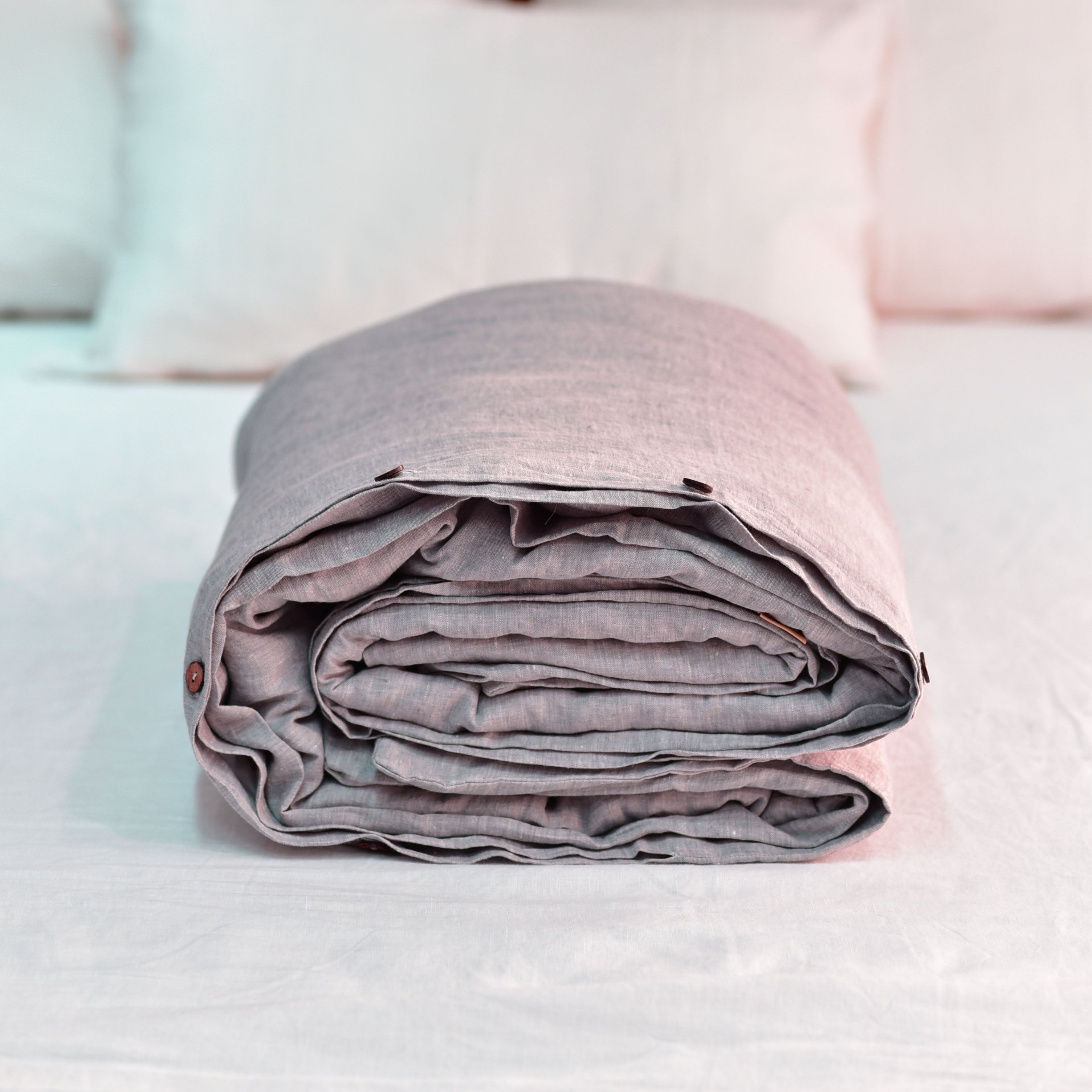 Light Purple French Linen Duvet Cover | Yarn-Dyed | Handmade