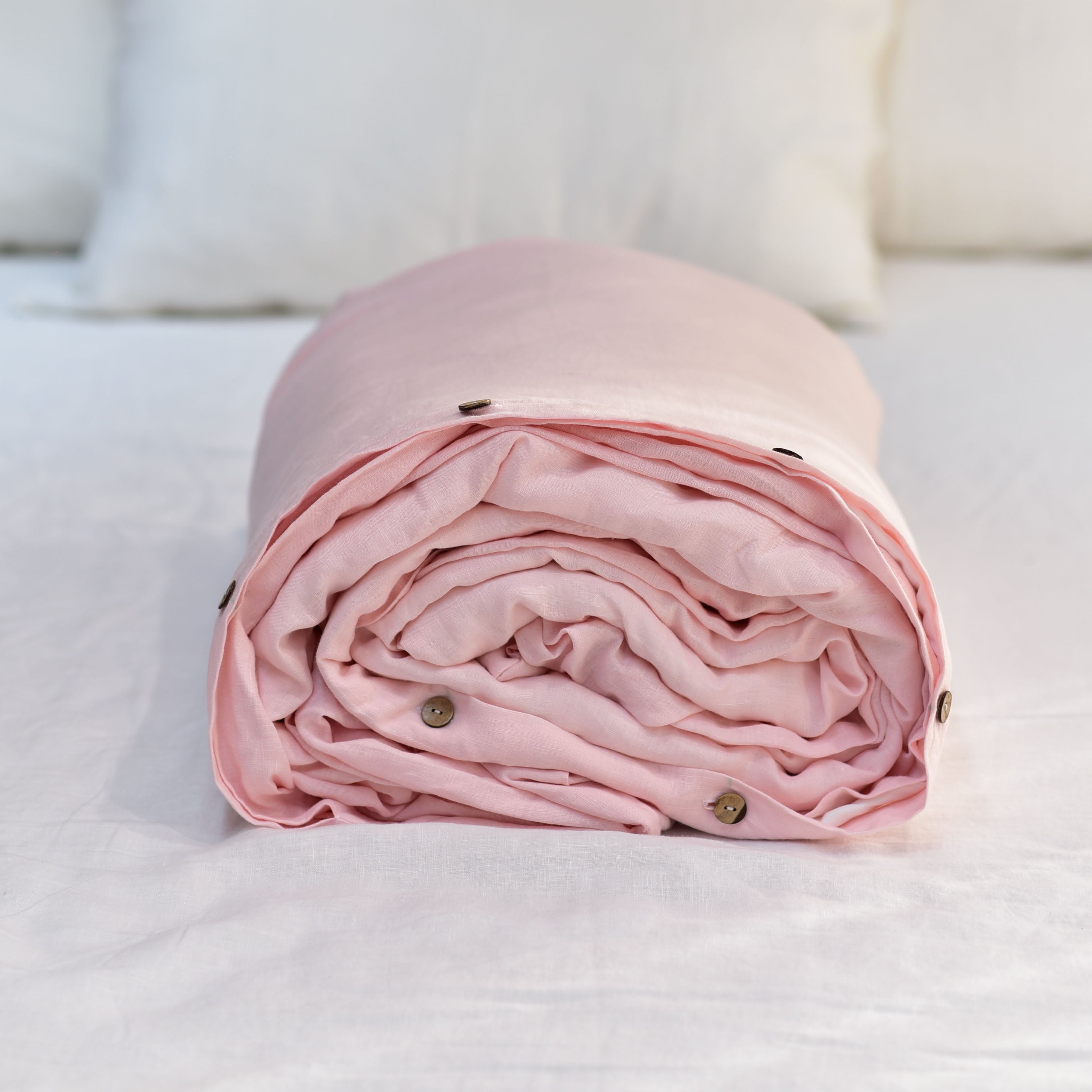Peach French Linen Duvet Cover | Plain Dyed