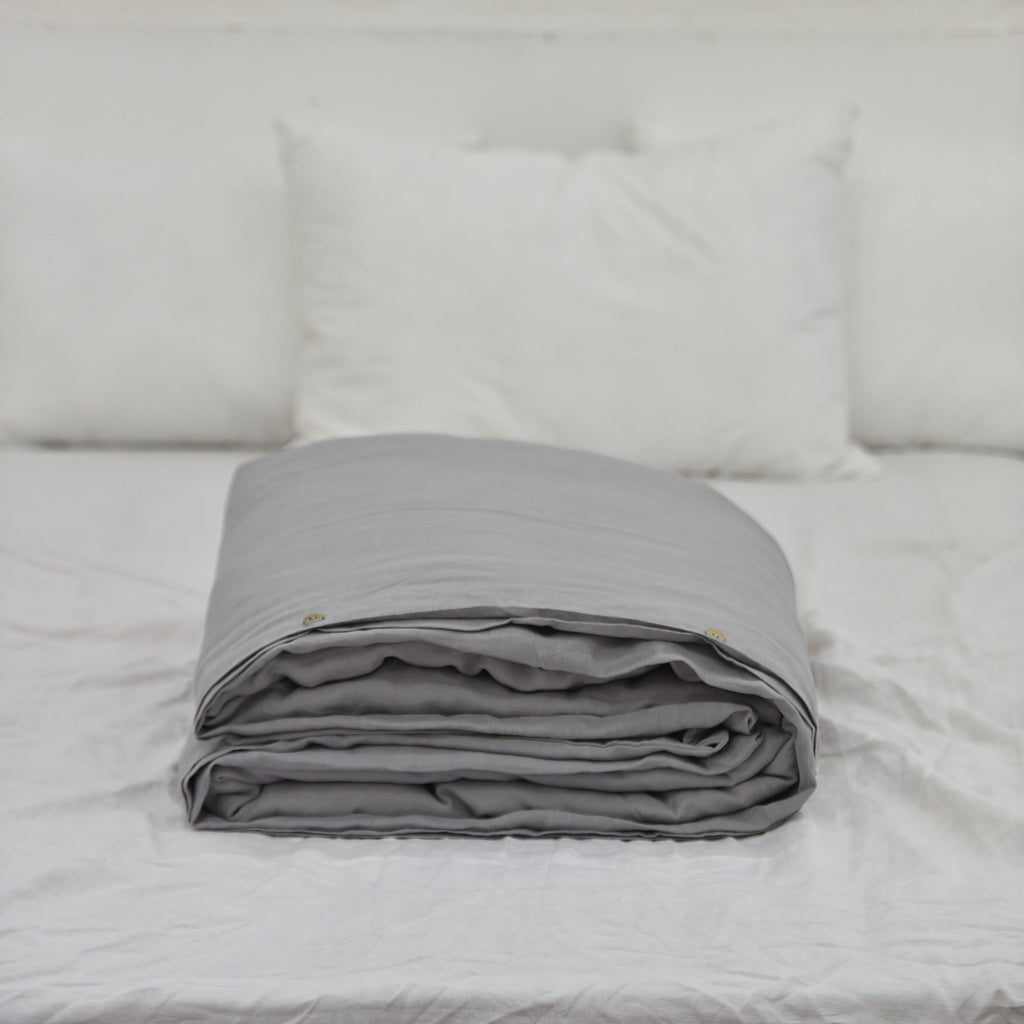 Stone French Linen Duvet Cover | Plain Dyed