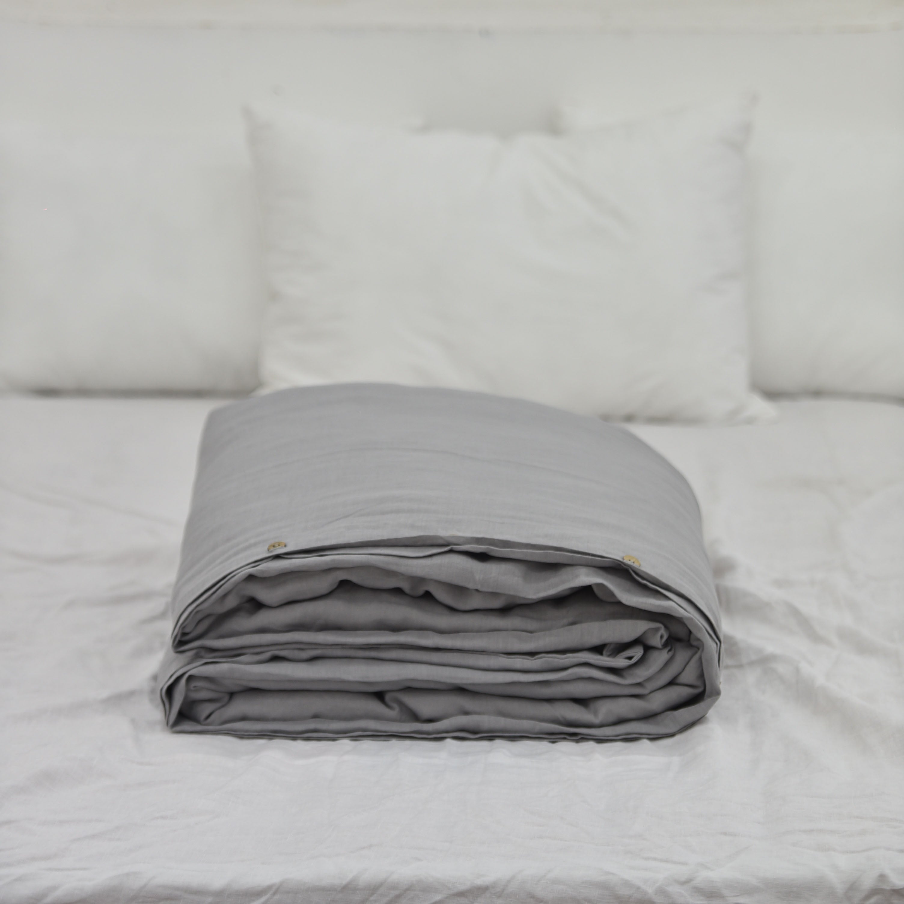 Stone French Linen Duvet Cover | Plain Dyed
