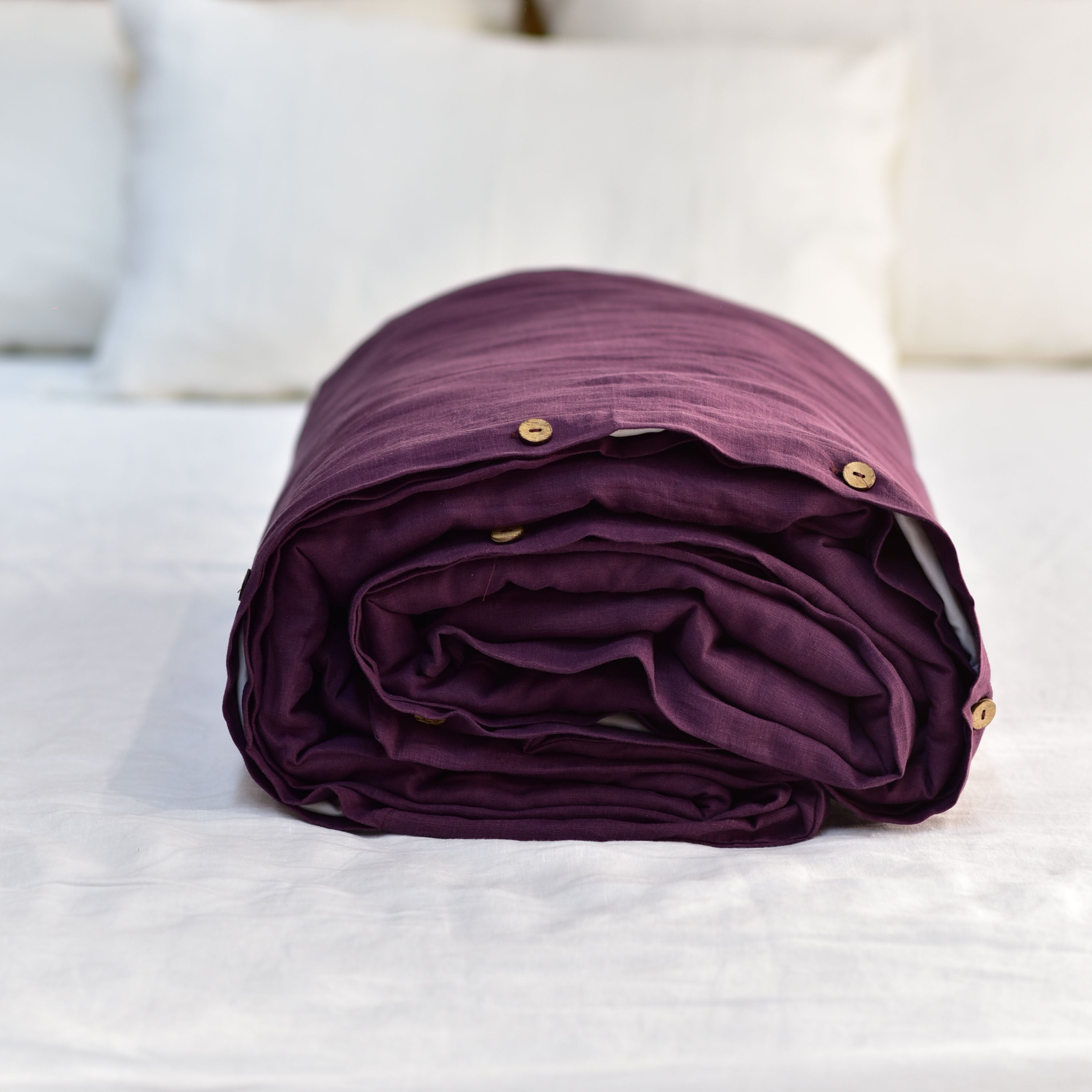 Violet French Linen Duvet Cover - Plain Dyeing 16