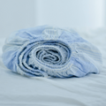 Striped Blue French Linen Fitted Sheet - Yarn-Dyed Deep Pocket