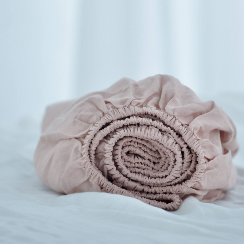Dusty Pink French Linen Fitted Sheet | Premium Linen Bedding
