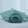 Green French Linen Fitted Sheet | Premium Linen Bedding