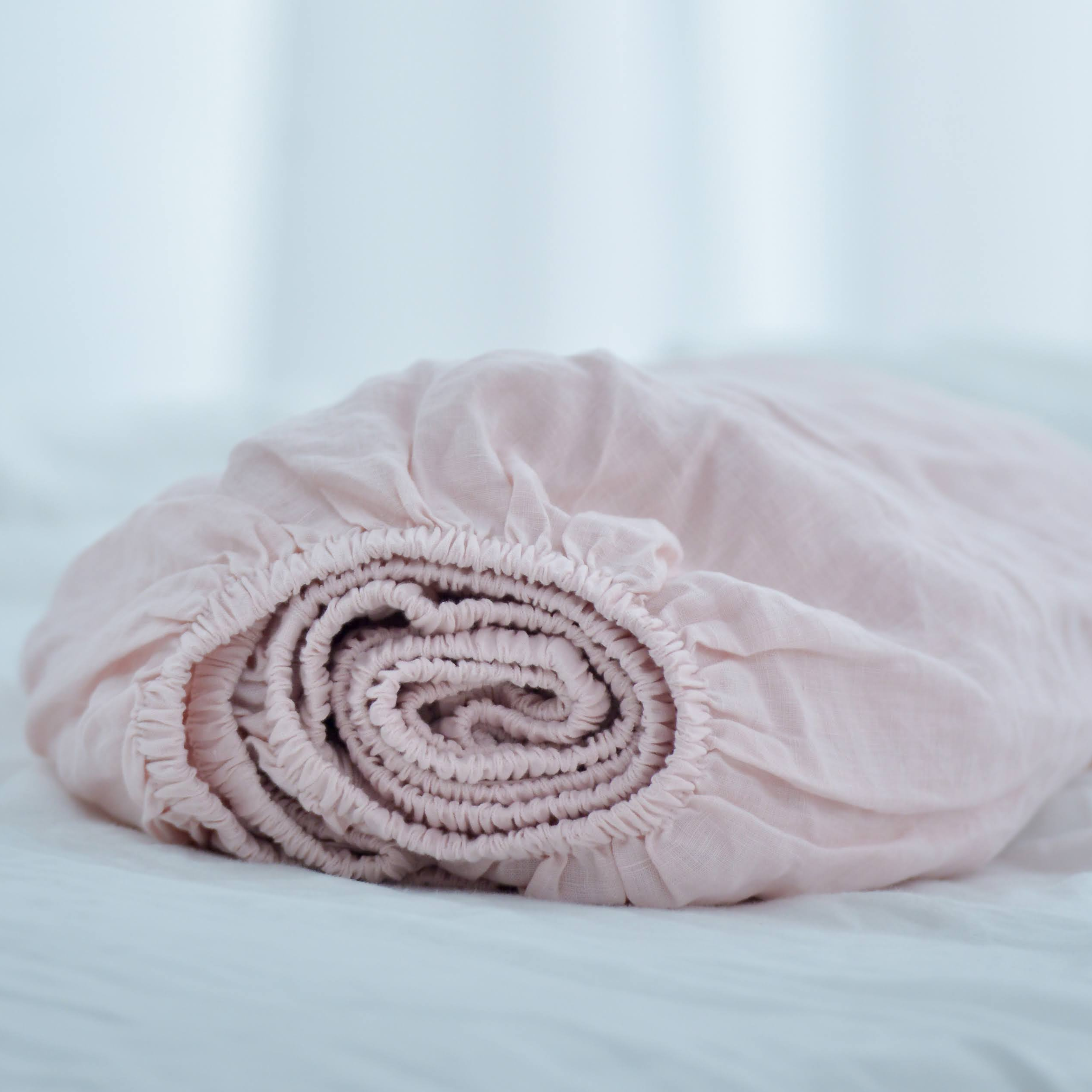 Peach French Linen Bedsheet | Deep Pocket Fitted Sheet