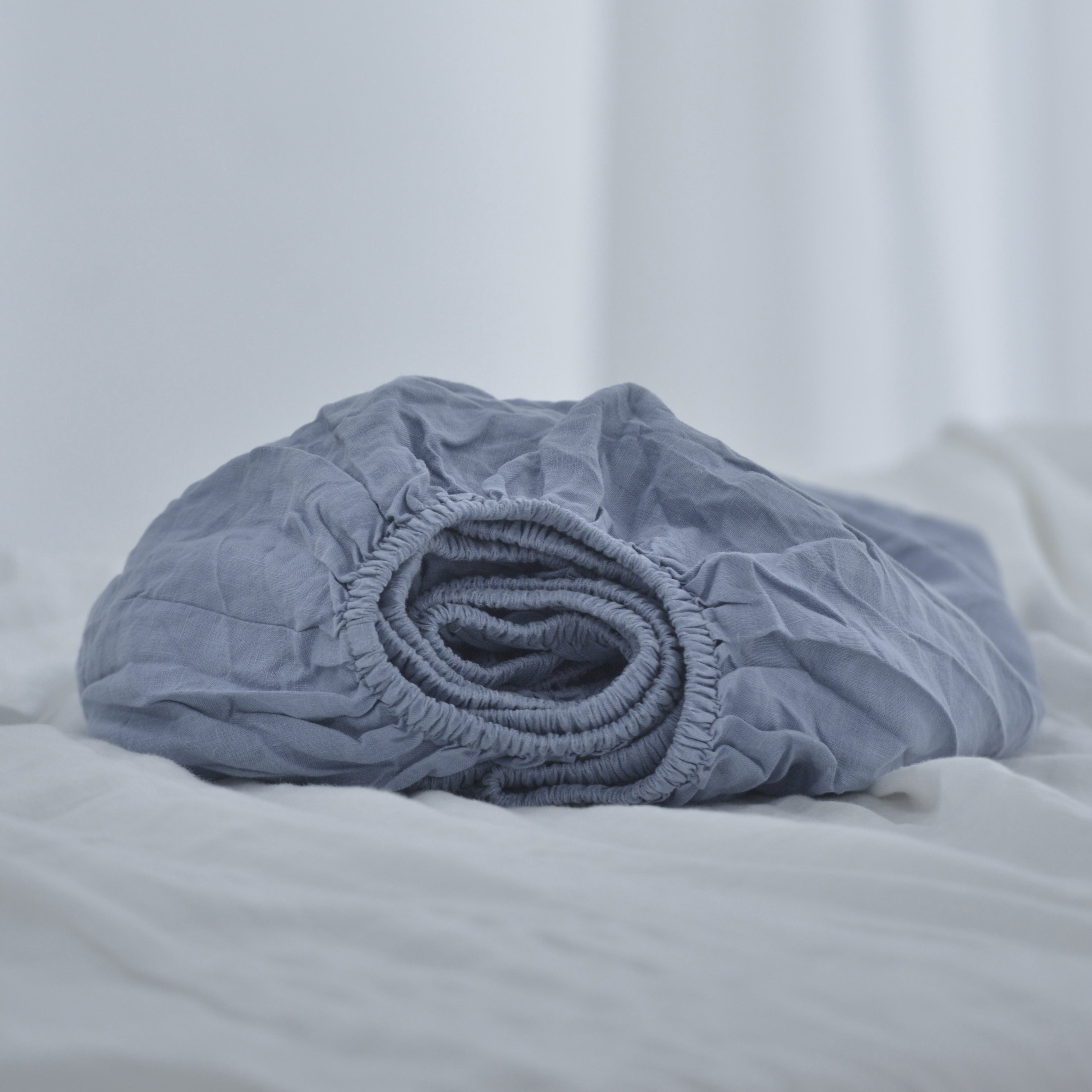 Steel Gray French Linen Fitted Sheet | Premium Linen Bedding