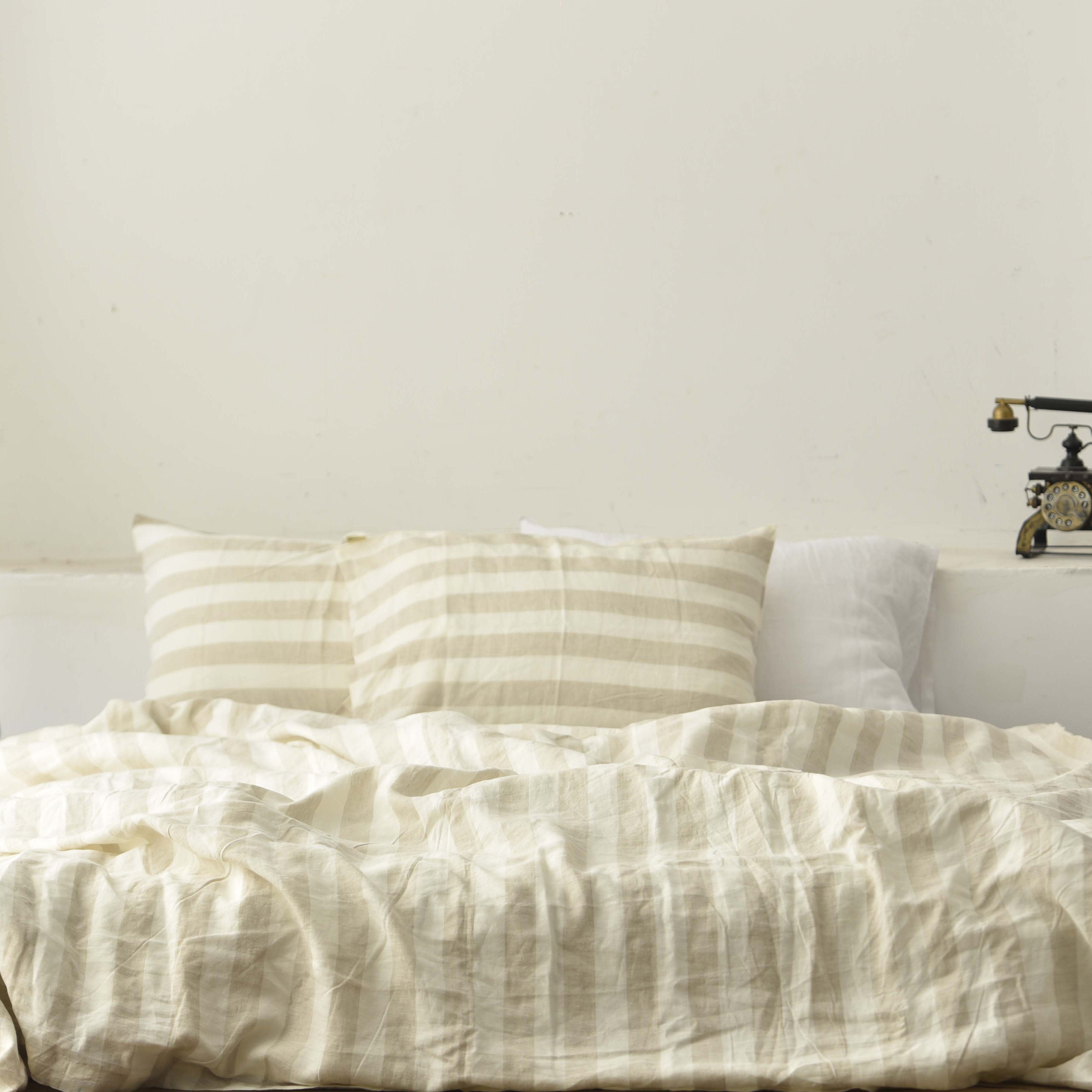 Flax Striped French Linen Duvet Cover | Yarn-Dyed | Handmade