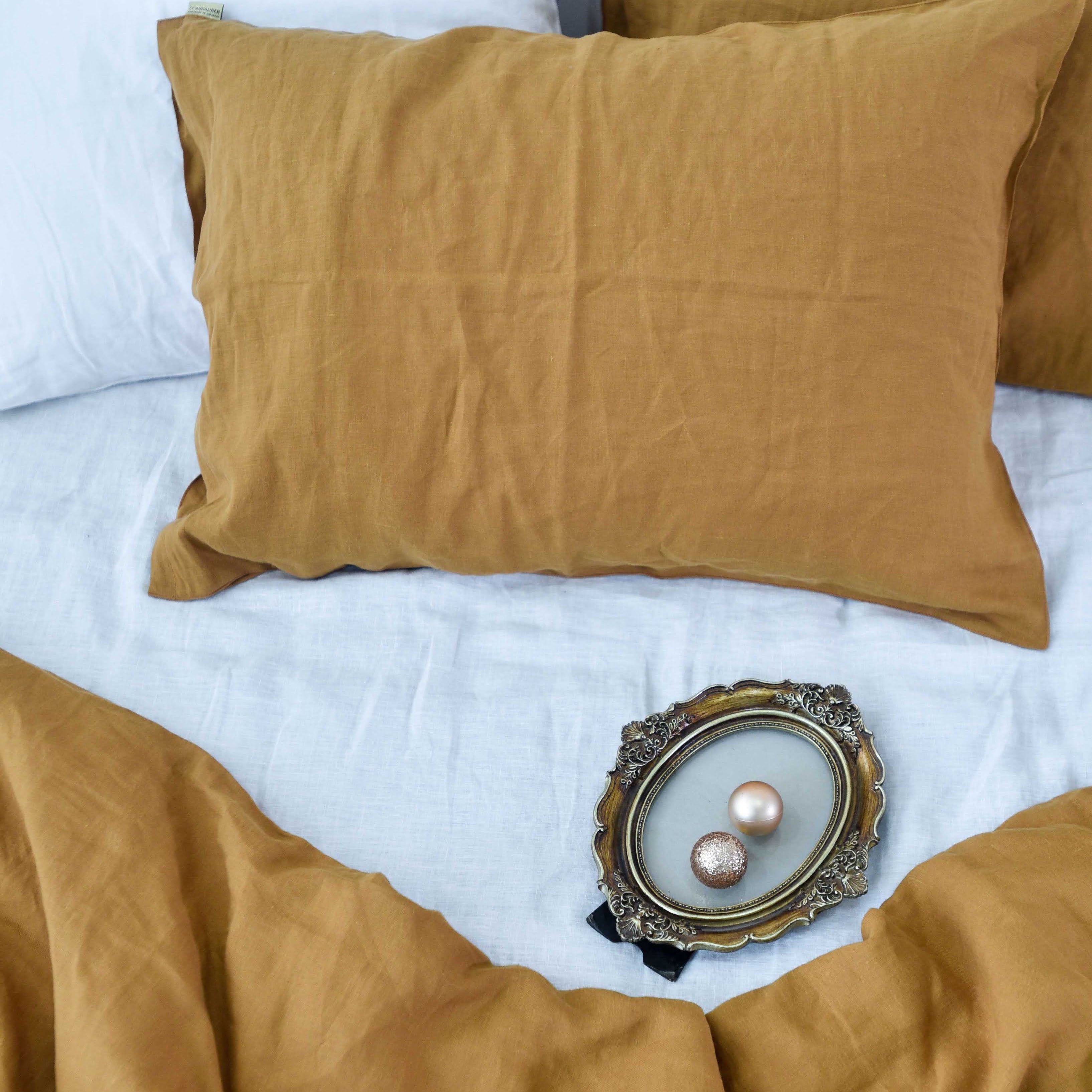 Goldenrod Yellow French Linen Duvet Cover Set - Soft & Breathable 4-Piece