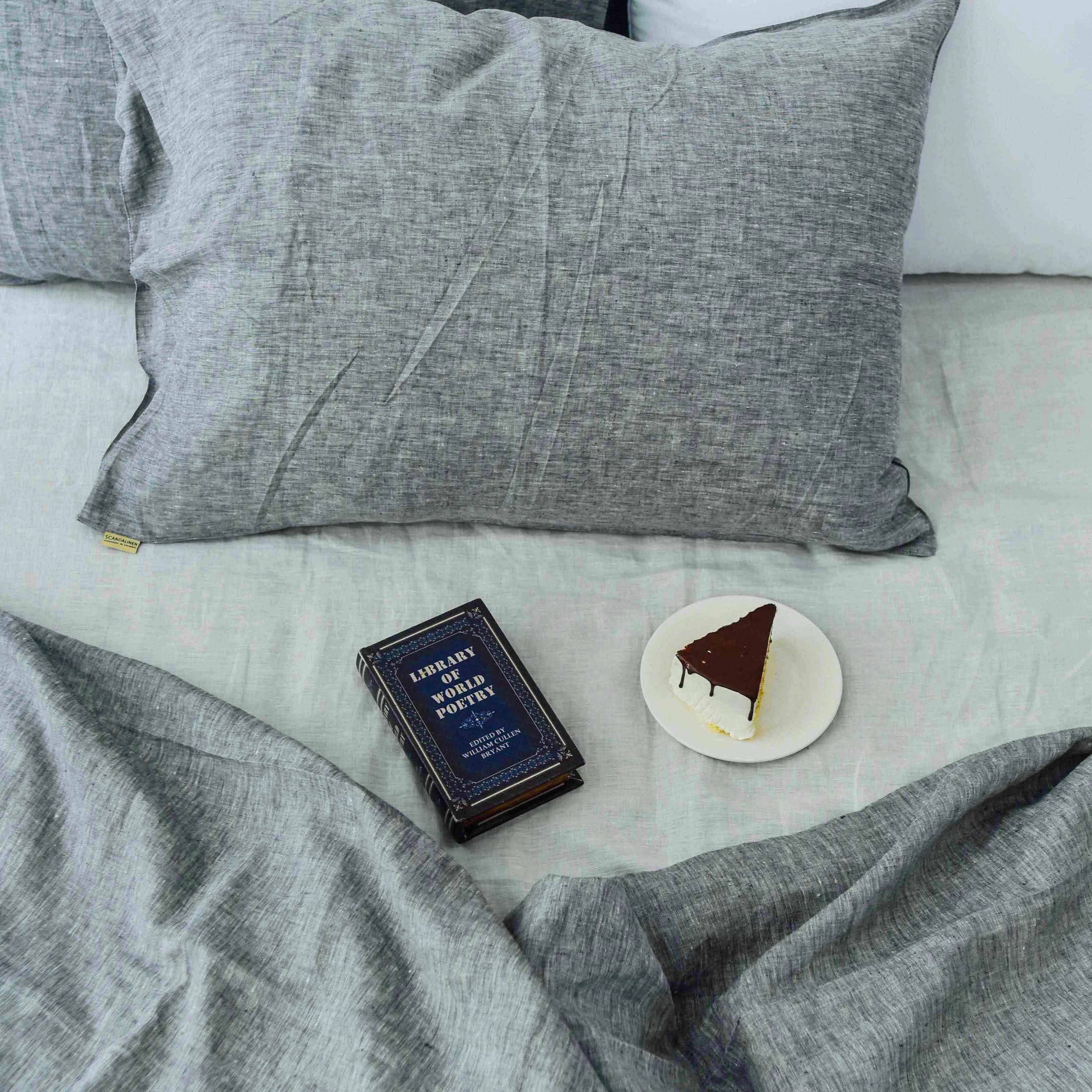 Gray French Linen 4-Piece Duvet Cover Set | Yarn-Dyed | Handmade