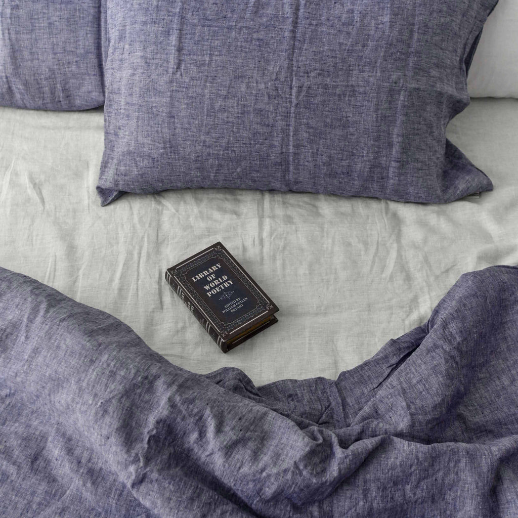 Jean Blue French Linen Duvet Cover Set - Yarn-Dyed 4-Piece