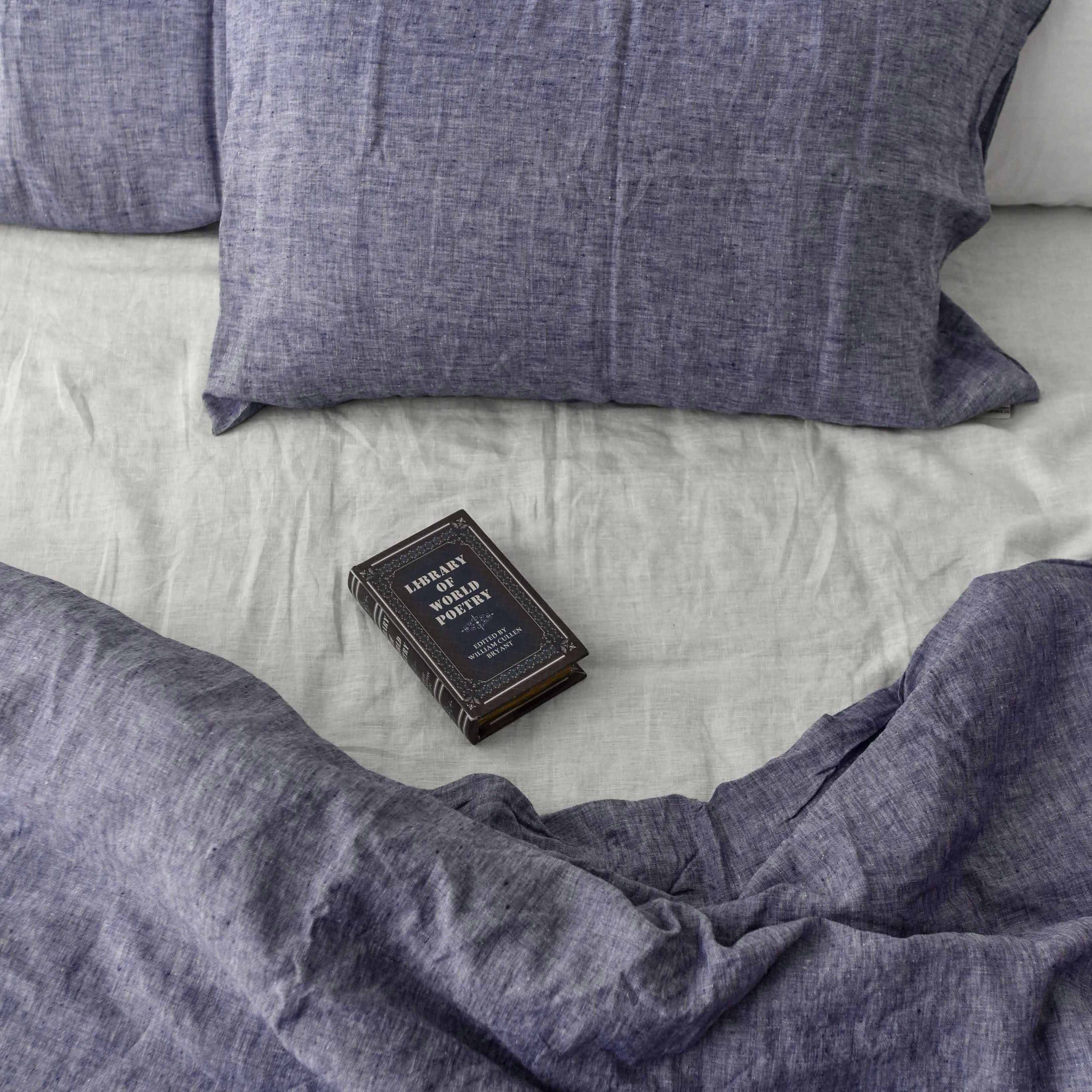 Jean Blue French Linen Duvet Cover Set - Yarn-Dyed 4-Piece