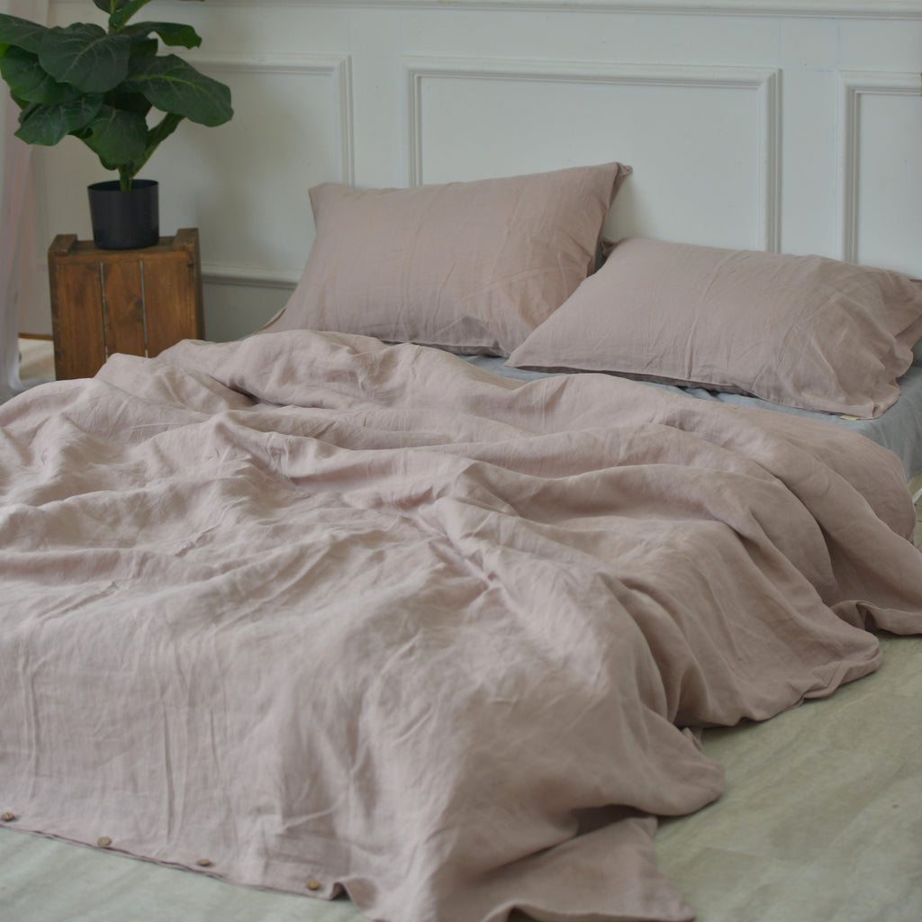 Light Brown French Linen Pillowcase - Plain Dyeing 17