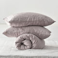 Light Purple French Linen Duvet Cover+2 Pillowcases Set | Yarn-Dyed | Handmade