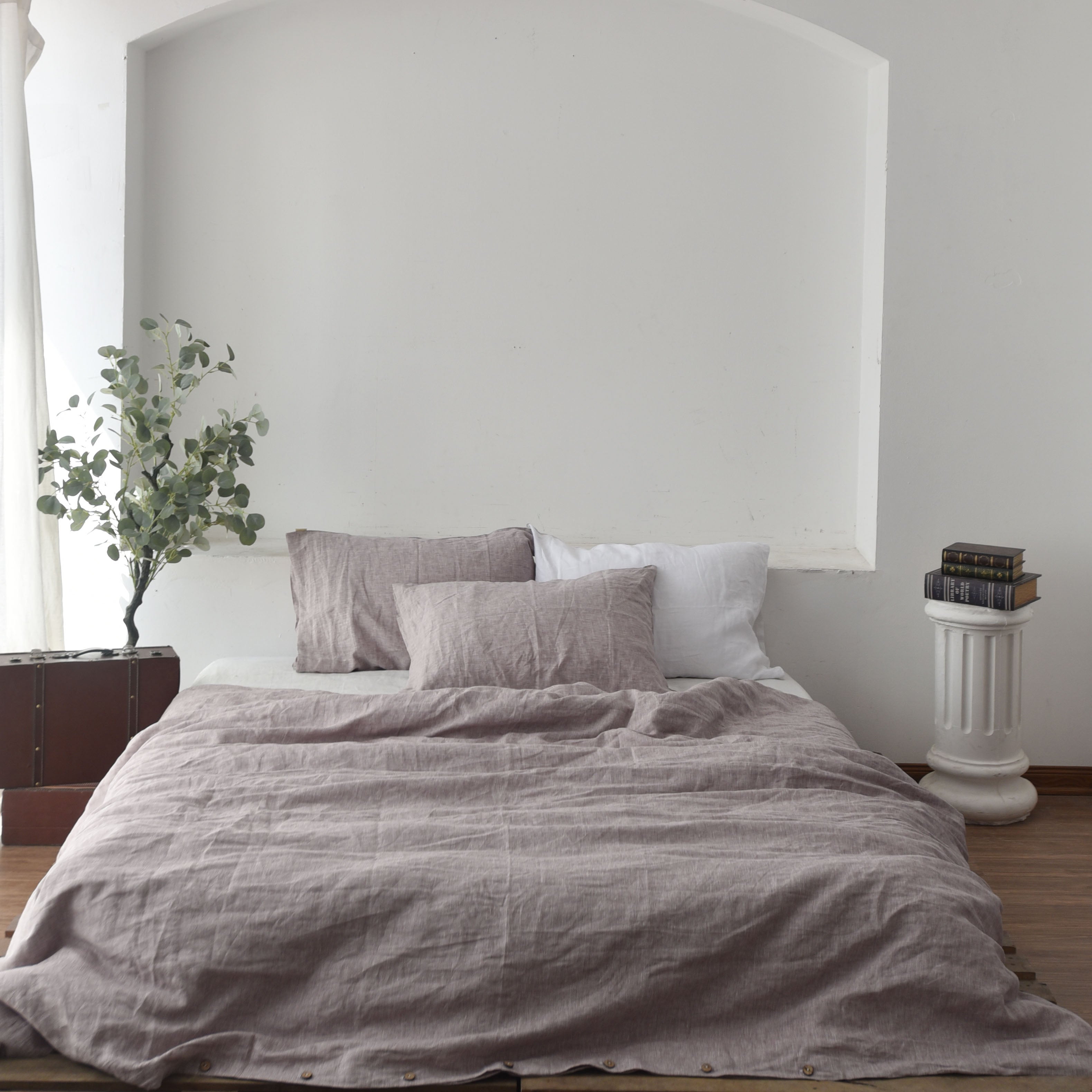 Light Purple French Linen 4-Piece Duvet Cover Set | Yarn-Dyed | Handmade
