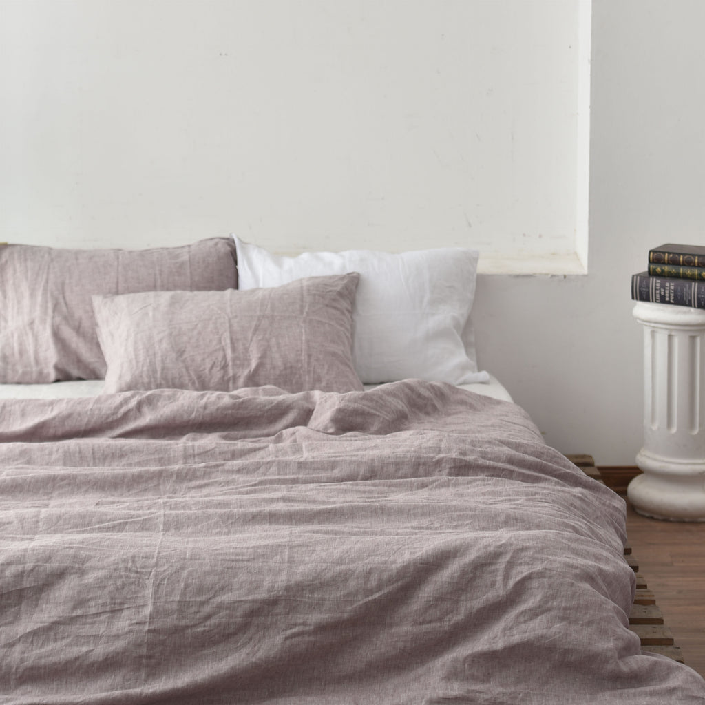 Light Purple French Linen Bedsheet | Deep Pocket Fitted Sheet
