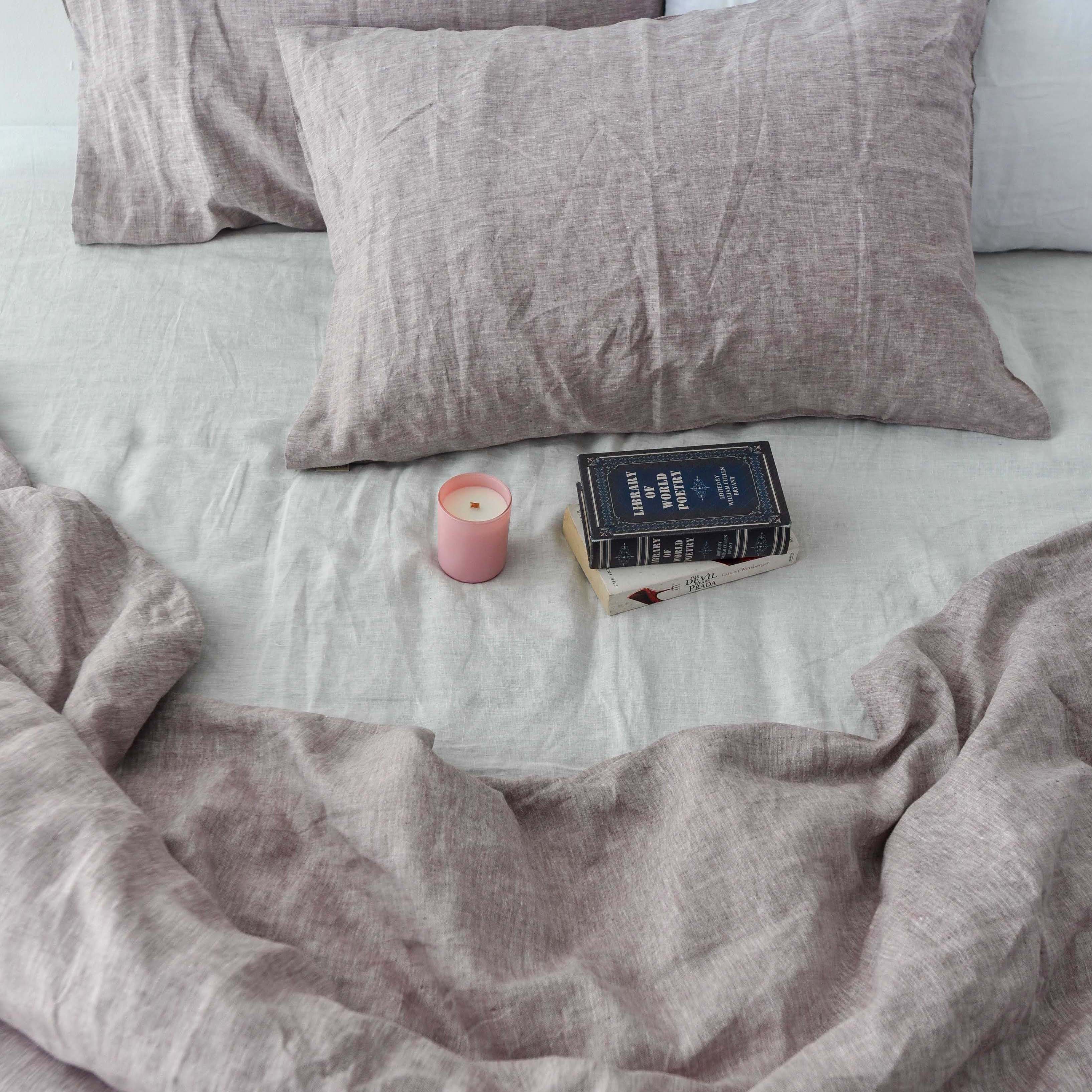 Light Purple French Linen 4-Piece Duvet Cover Set | Yarn-Dyed | Handmade
