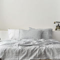 Navy Striped French Linen 4-Piece Duvet Cover Set | Yarn-Dyed | Handmade