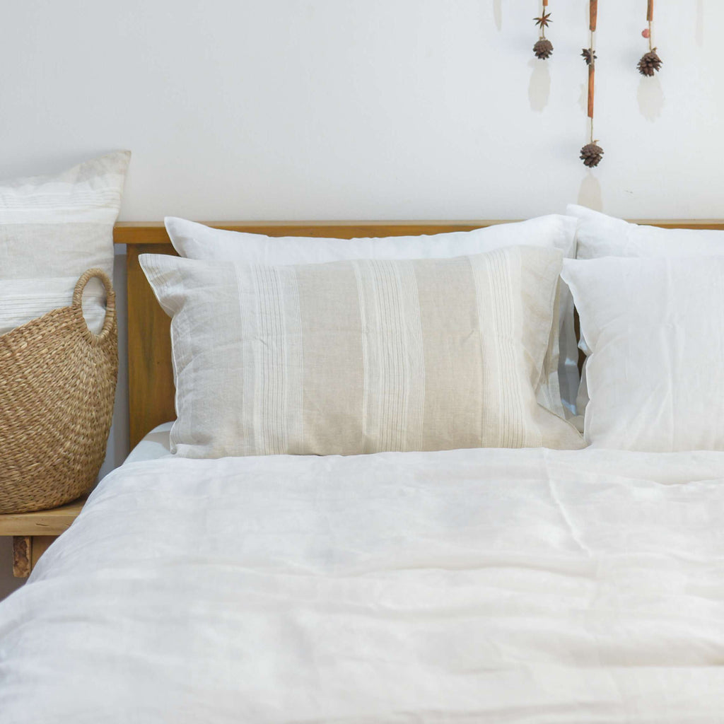 Big Striped French Linen Pillowcase | Yarn-Dyed | Handmade