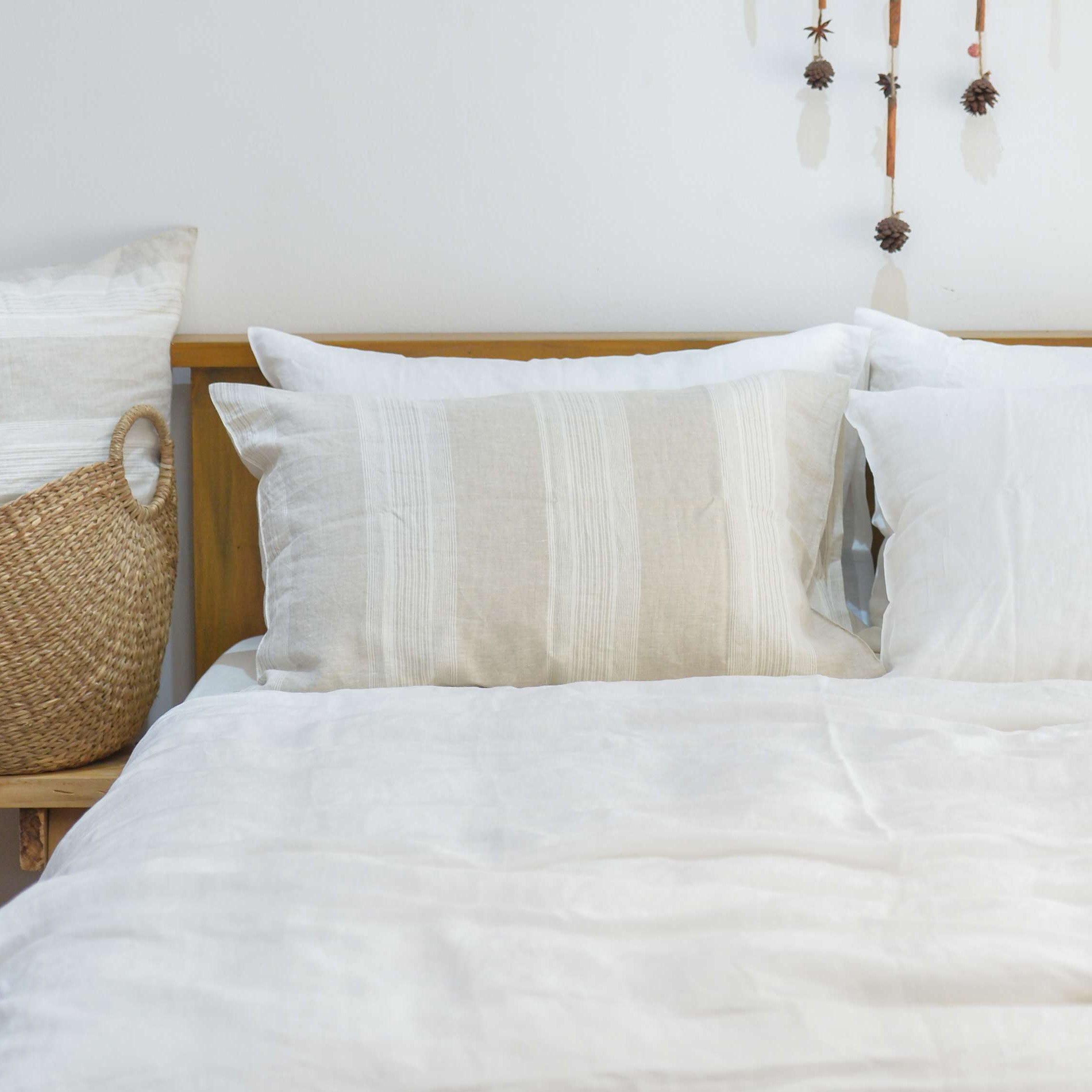 Big Striped French Linen Pillowcase | Yarn-Dyed | Handmade