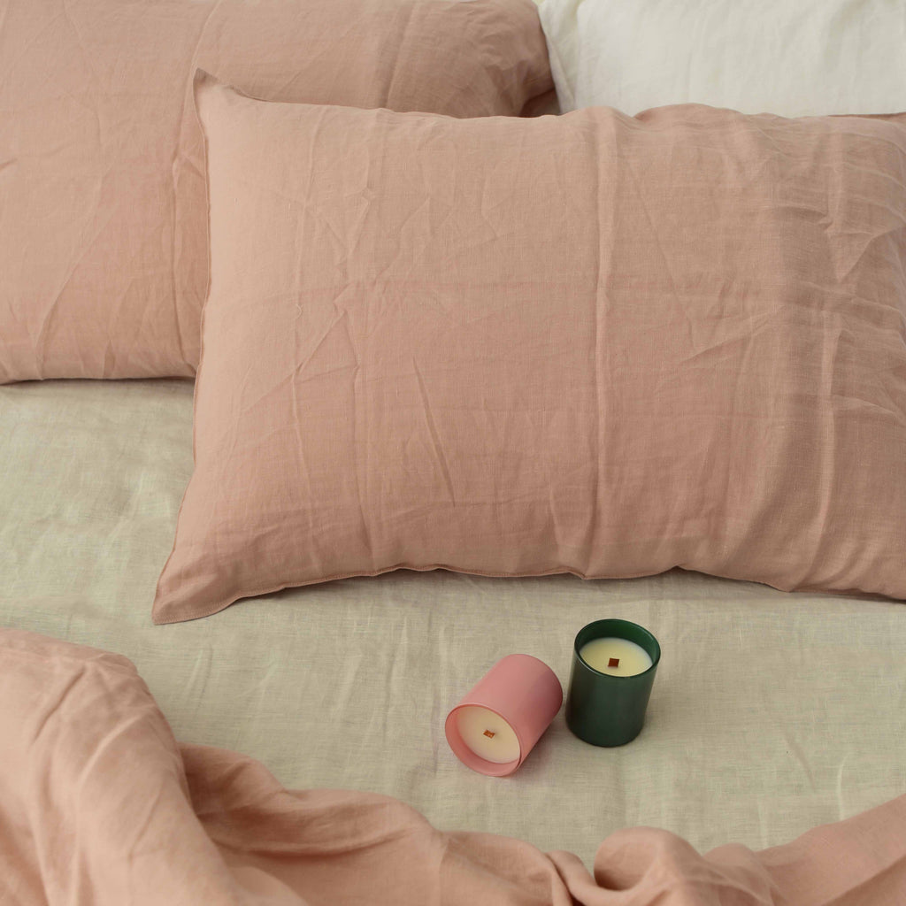 Dusty Pink French Linen Fitted Sheet | Premium Linen Bedding