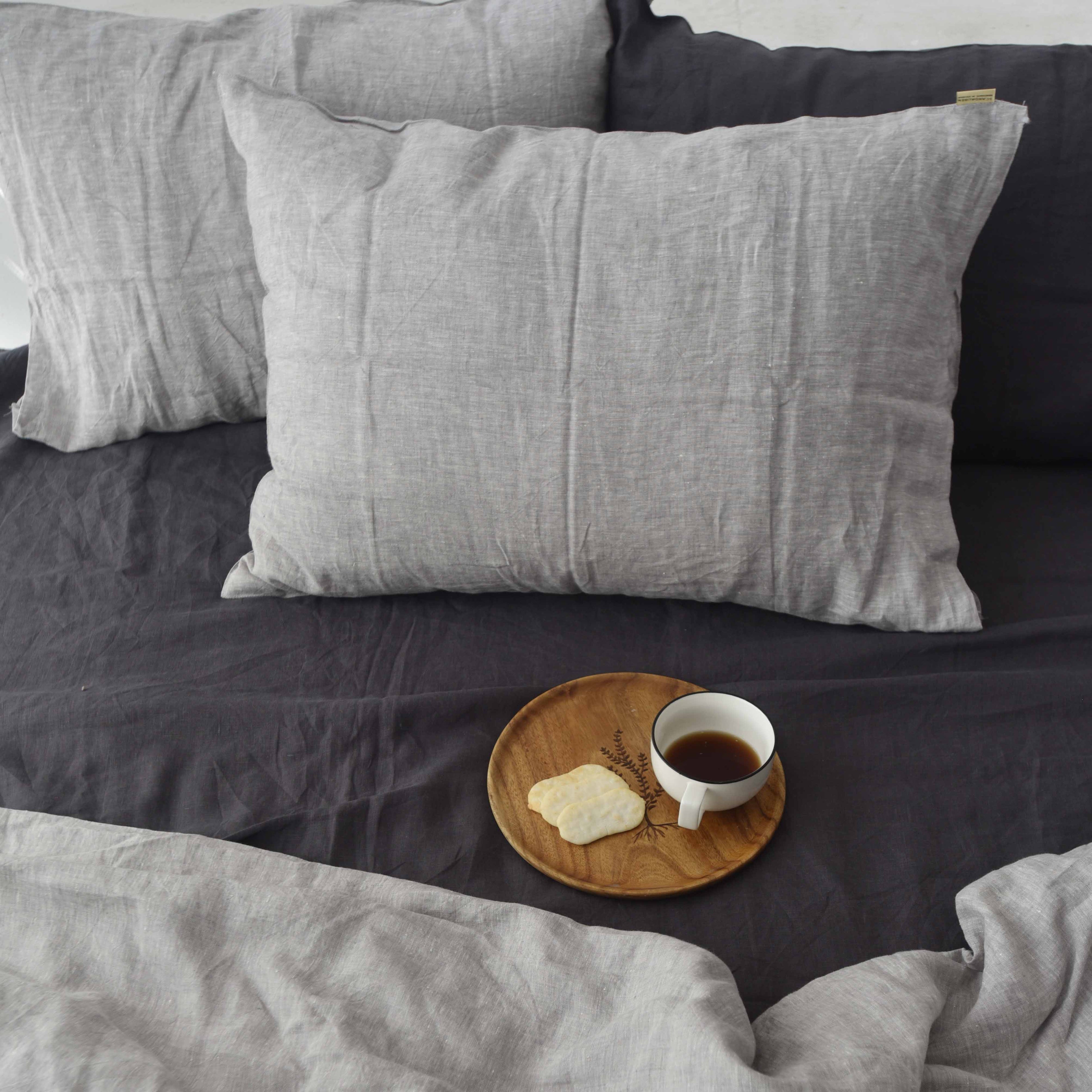 Light Gray French Linen Pillowcase | Yarn-Dyed | Handmade