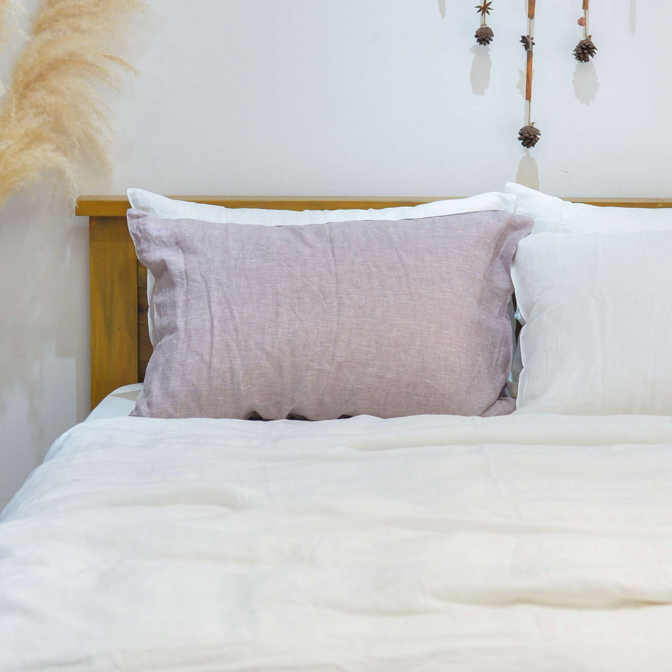 Light Purple French Linen Pillowcase | Yarn-Dyed | Handmade
