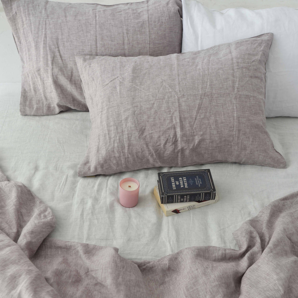 Light Purple French Linen Pillowcase | Yarn-Dyed | Handmade