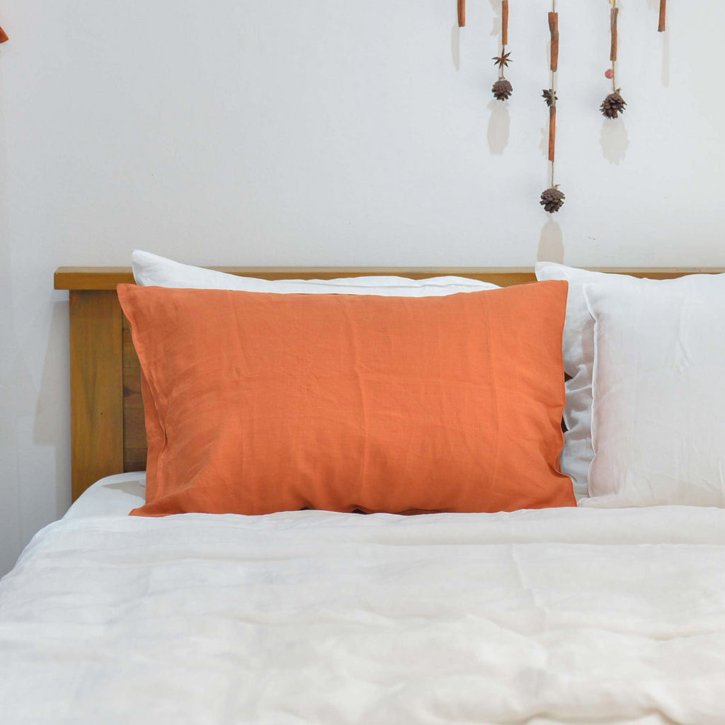 Orange French Linen Pillowcase