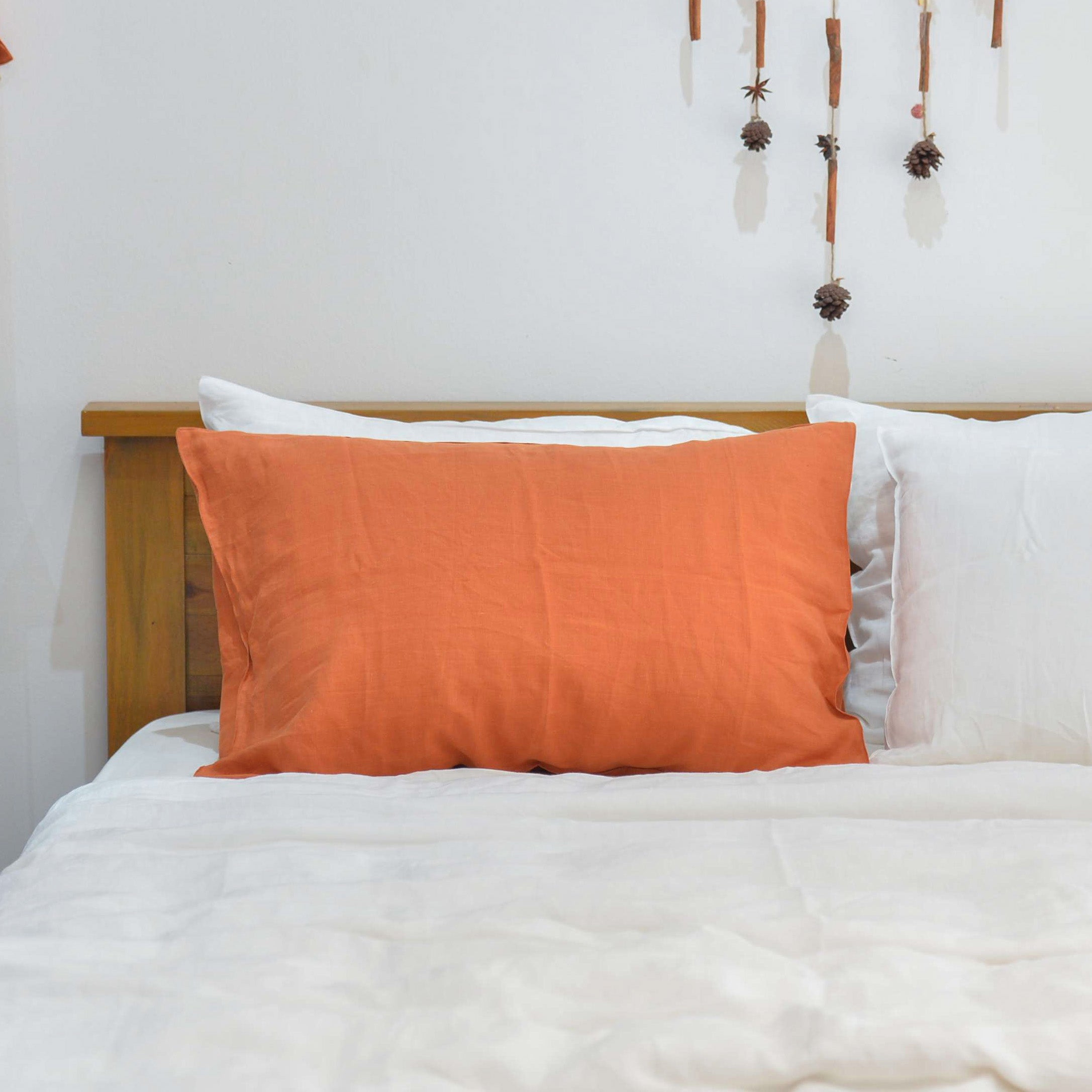 Orange French Linen Pillowcase