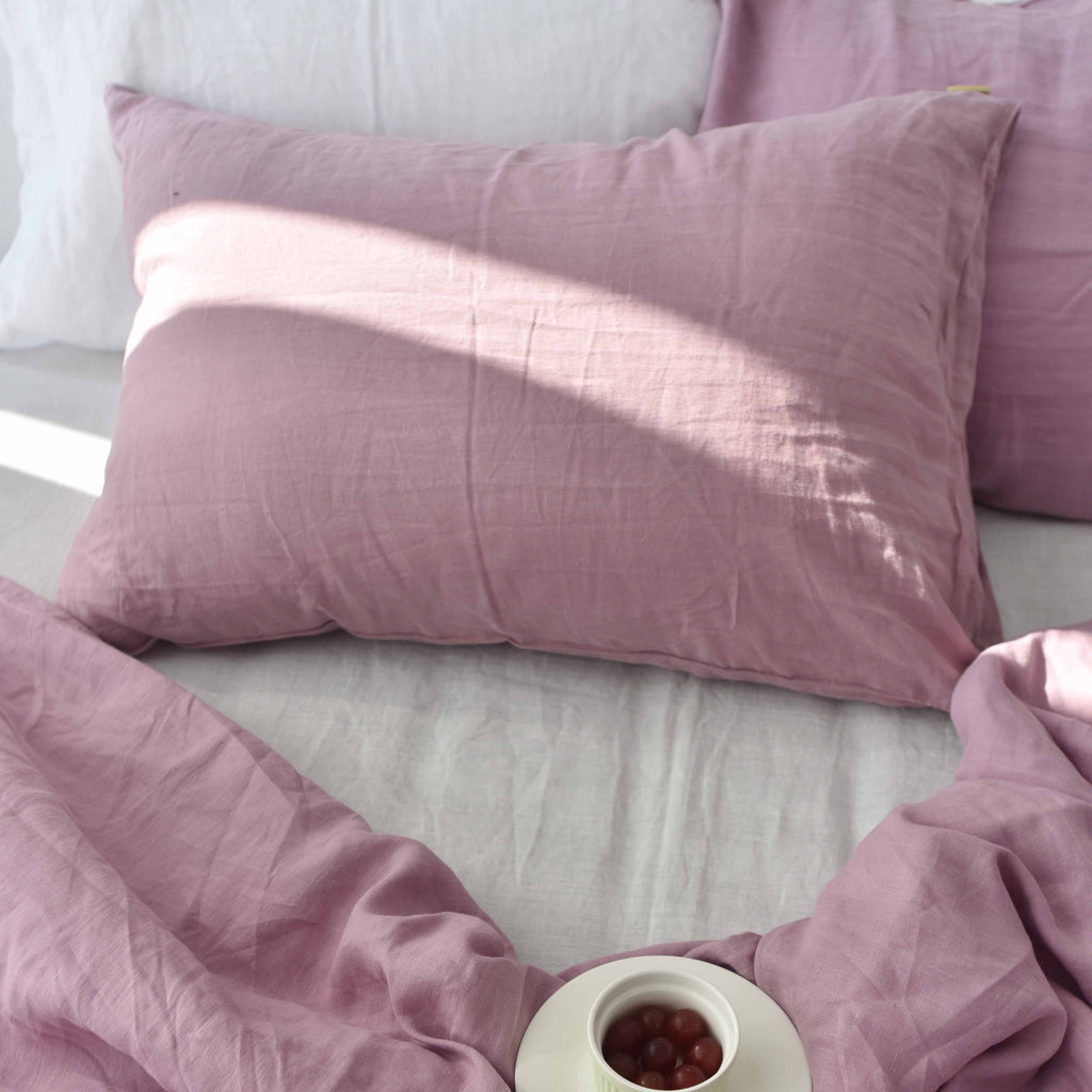 Purple French Linen Pillowcase