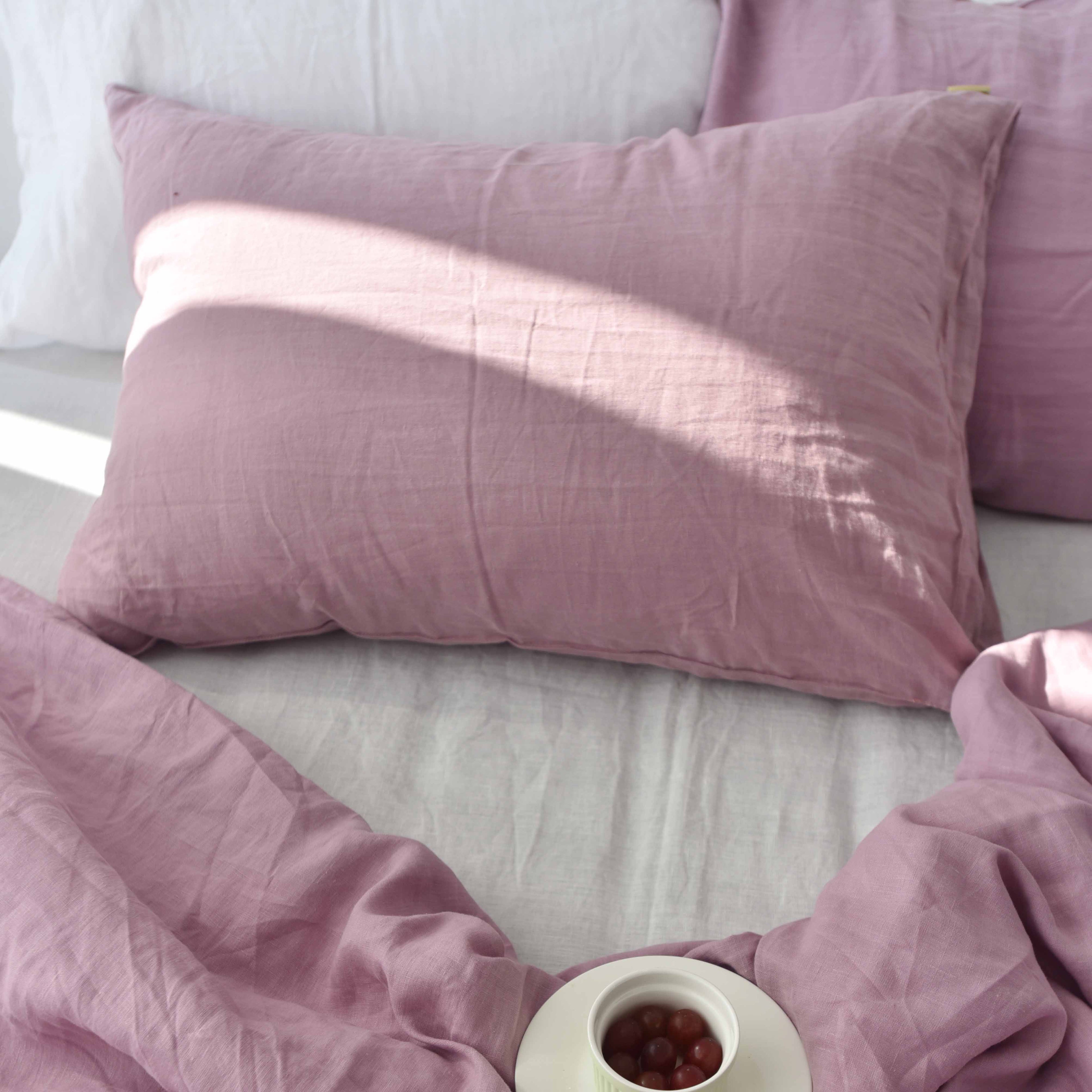 Purple French Linen Pillowcase
