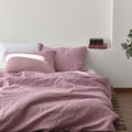 Purple French Linen Duvet Cover Set - Soft & Breathable 4-Piece