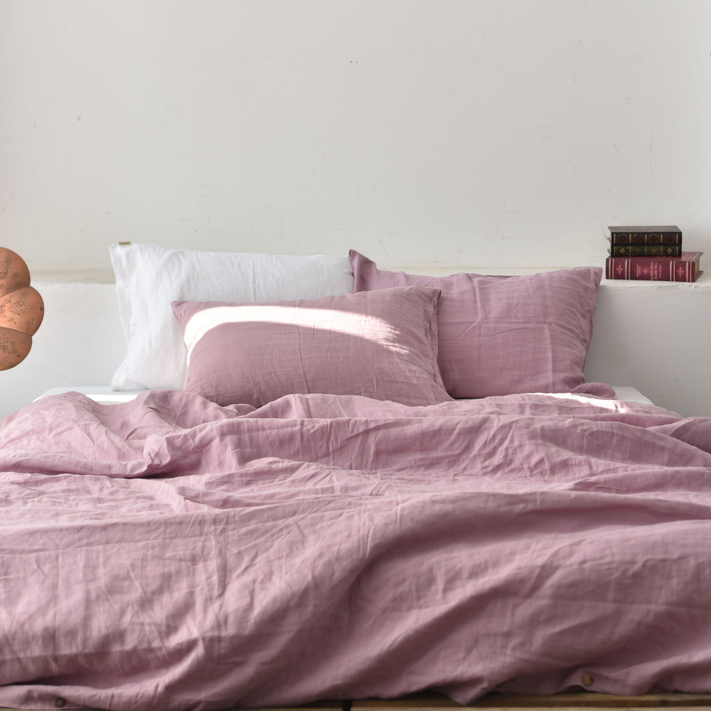Violet Purple French Linen Fitted Sheet | Premium Linen Bedding