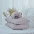 Light Purple French Linen Fitted Sheet Set - Yarn-Dyed with 2 Pillowcases