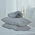 Steel Gray French Linen Fitted Sheet Set - Deep Pocket with 2 Pillowcases