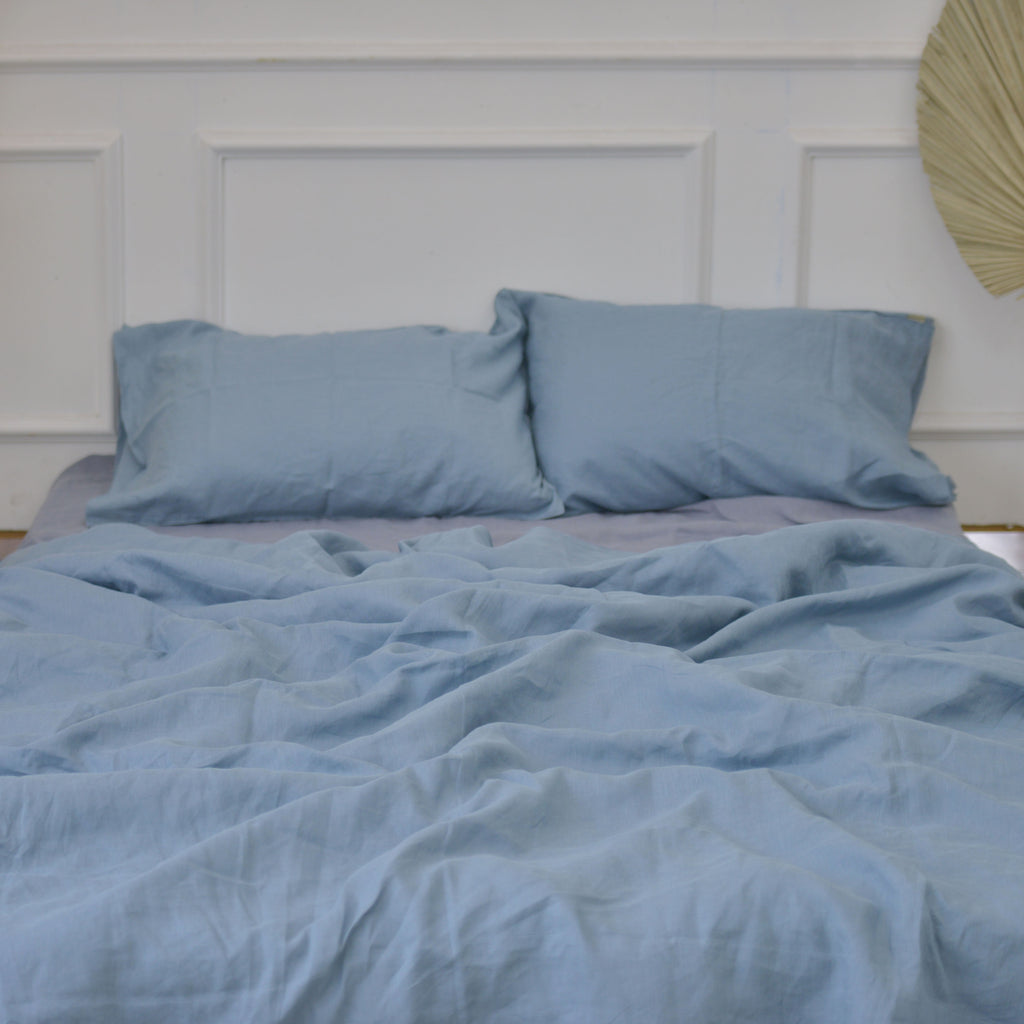 Slate Gray French Linen Pillowcase - Soft & Breathable