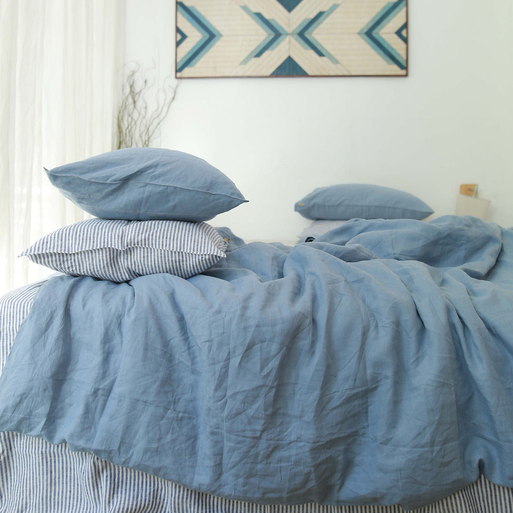Slate Gray French Linen Fitted Sheet | Premium Linen Bedding