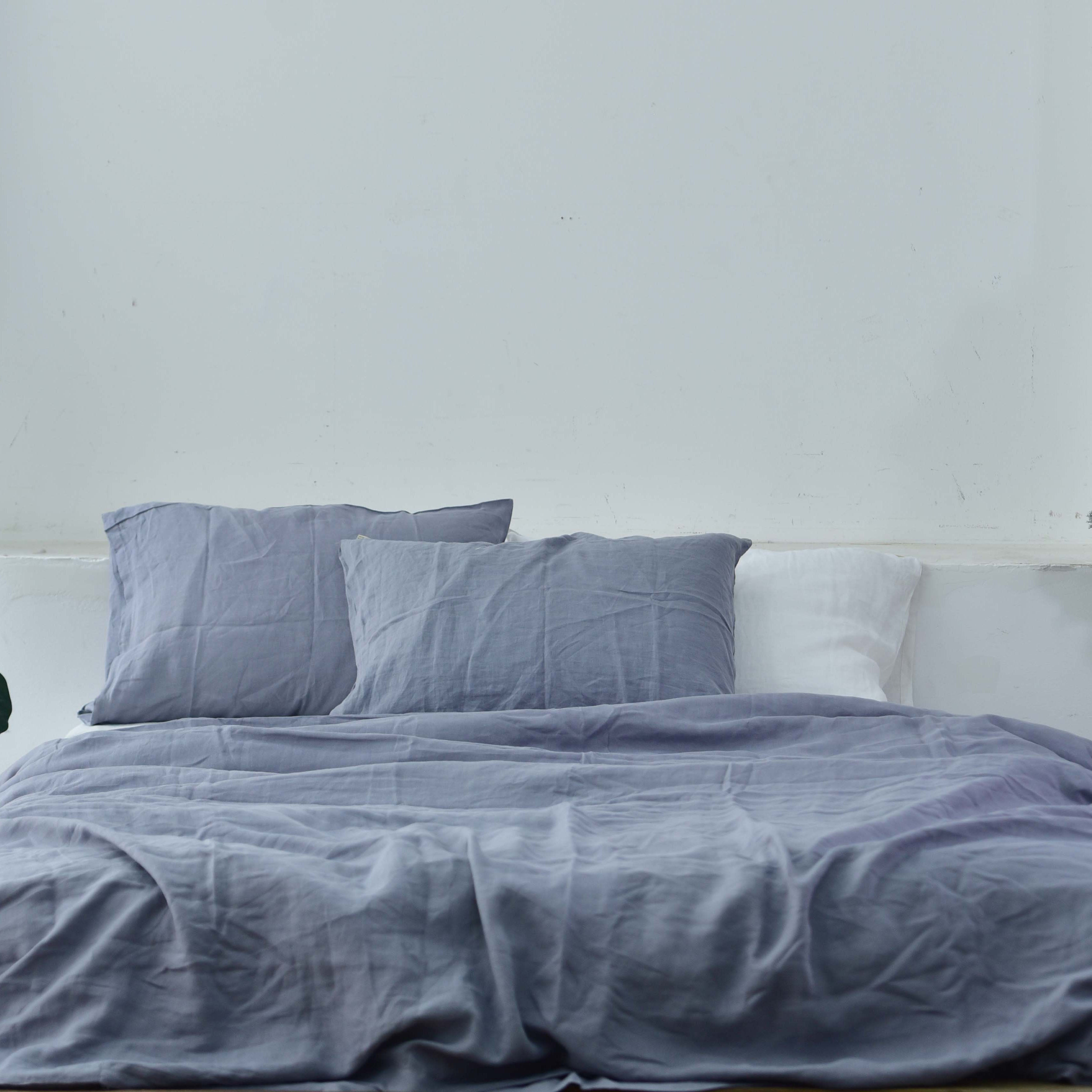Steel French Linen Pillowcase - Plain Dyeing 24